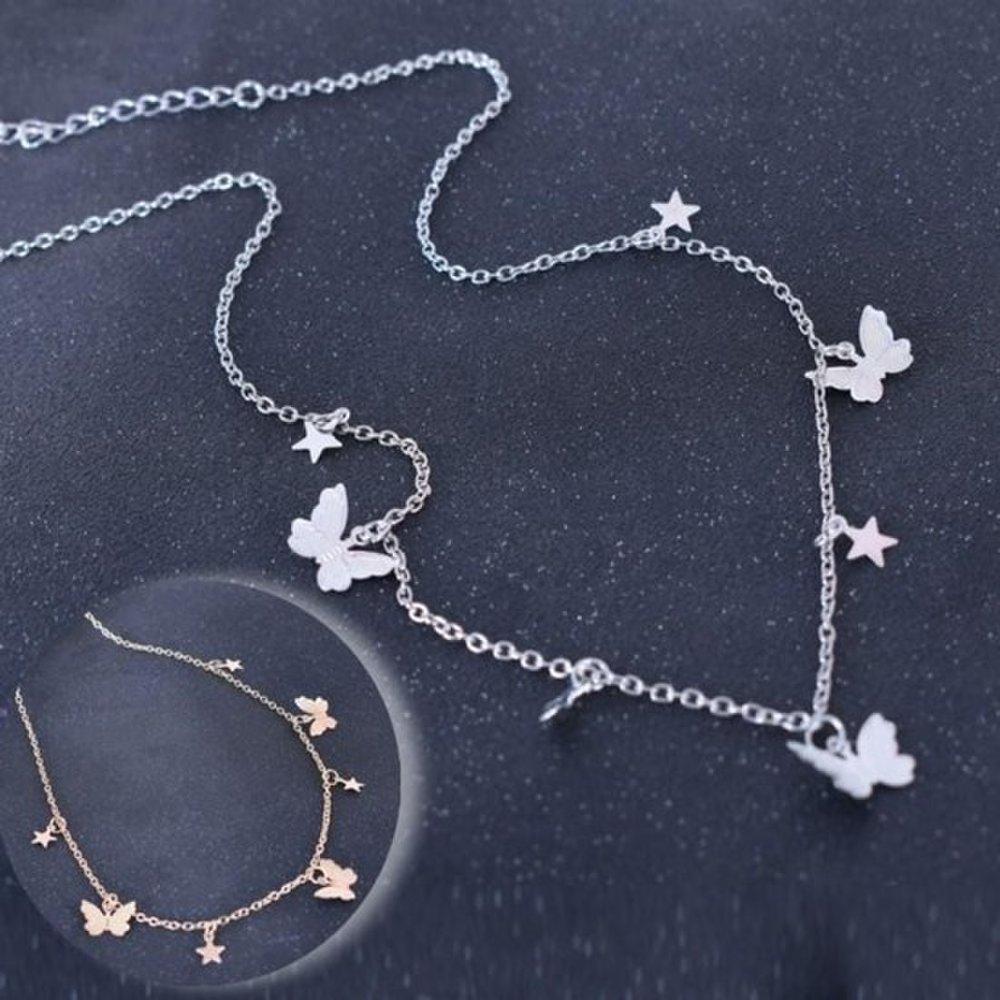 2-piece Butterfly Gold Necklace, Silver Necklace, Fashion, Girlfriend, Anniversary Necklace, Women's Gift, Special Decoration Gift