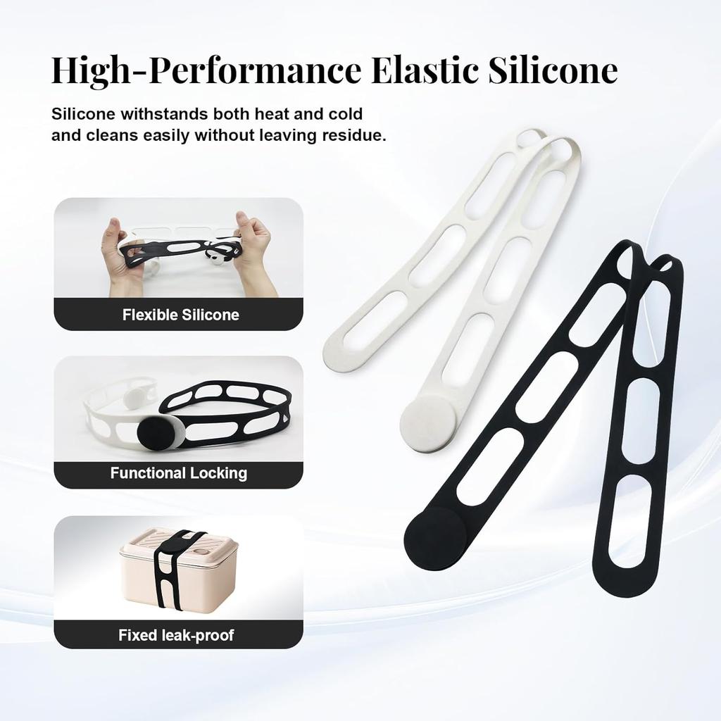 Universal Silicone Latch Strap 2-Pack, Self-Locking Lid Holder for Slow Cookers and Pots, Spill-Resistant Travel Accessory, Yoga Mat Strap and Cord