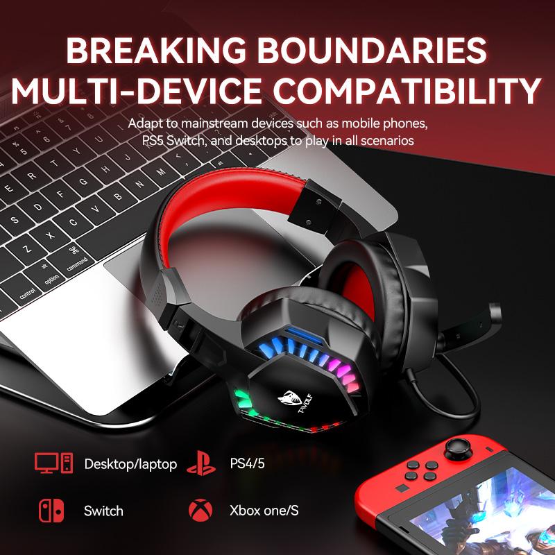 Ergonomically Designed Wired Over Ear Game Headphones with Mic & RGB Stereo Gaming Headphones Noise Cancelling USB 3.5mm Jack