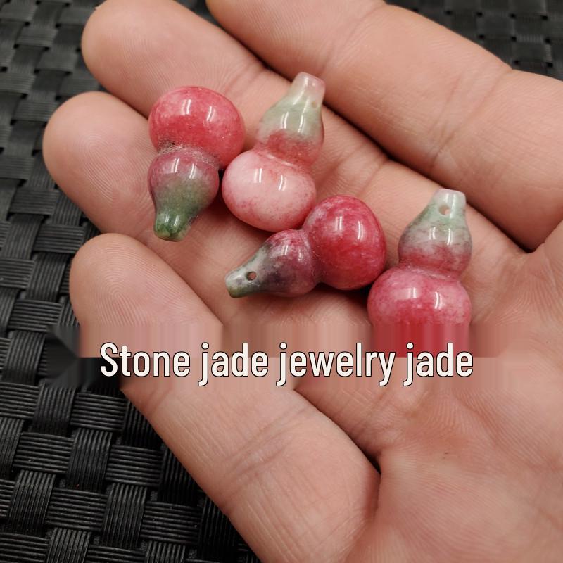 Jade Peach Blossom 3D Gourd Necklace & Earring Set