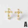 Elegant Female White Rose Red Zircon Cross Skeleton Heart Stud Earrings Trendy Fashion Gold Color Wedding Jewelry For Women
