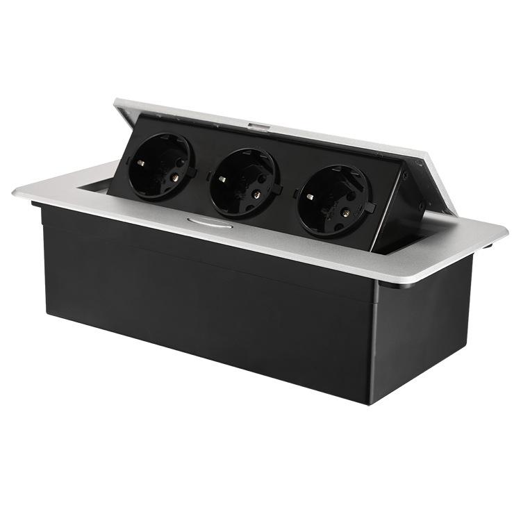 European Standard Silver Pop-Up Power Socket with 1.8m Cord for Meeting Tables