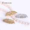 12X32MM 18K Gold Plated Feather Pearl Clasp Supplies For Necklace Making,Inlaid Zircon Beads Clasps Fastener Findings DIY Crafts