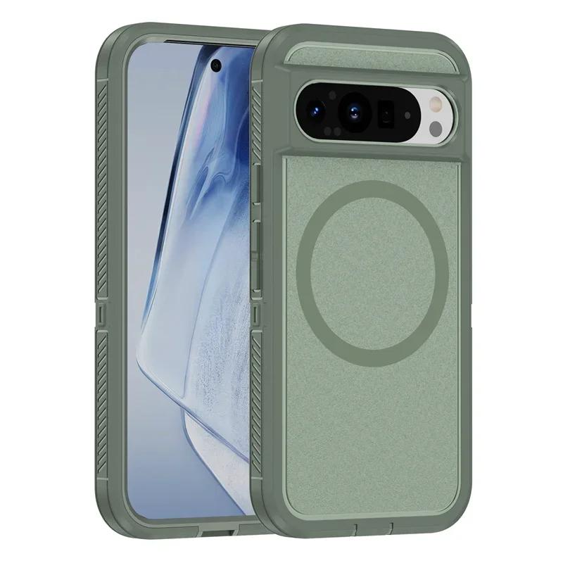 Rugged Armor Shockproof Magsafe Phone Case for Google Pixel 8A 8 Pro 9 Pro Magnetic Wireless Charging Hard Back Cover