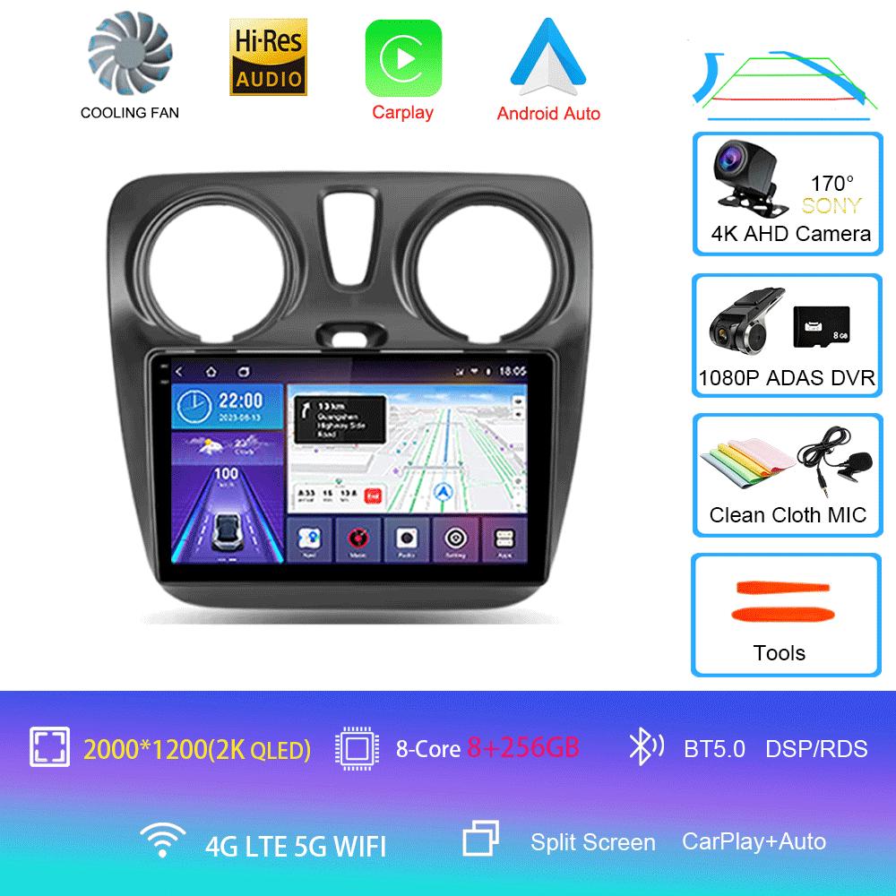 Android 14 Video Playe Carplay Auto WIFI+4G For Renault Lodgy Dacia Dokker 2012-2020  Car Radio Multimedia Navigation GPS Stereo