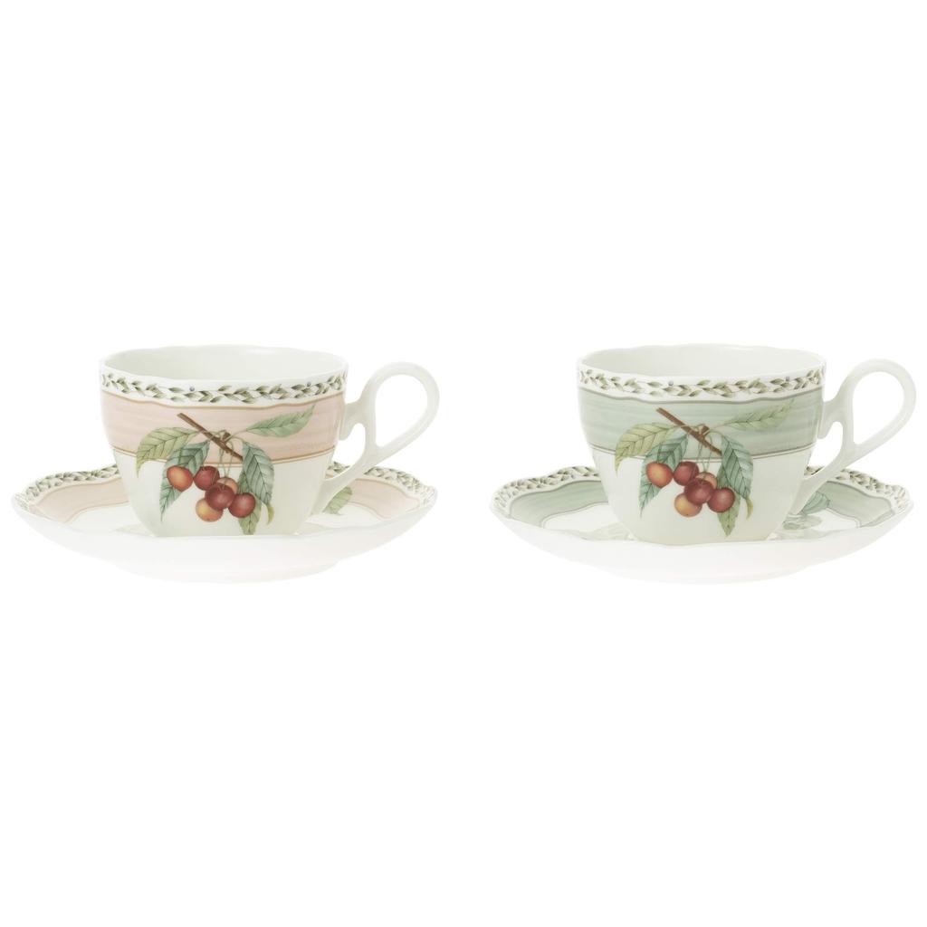 Noritake Orchard Garden Cup & Saucer Pair (for Coffee and Tea), 250cc, Microwave-Safe, Bone China, Set of 2, P97887/4911-12