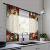 2pcs Christmas Themed Window Drapes Festive Tree Ribbons Lights Gifts Print Semi-Sheer Woven for Kitchen Living Room Bedroom