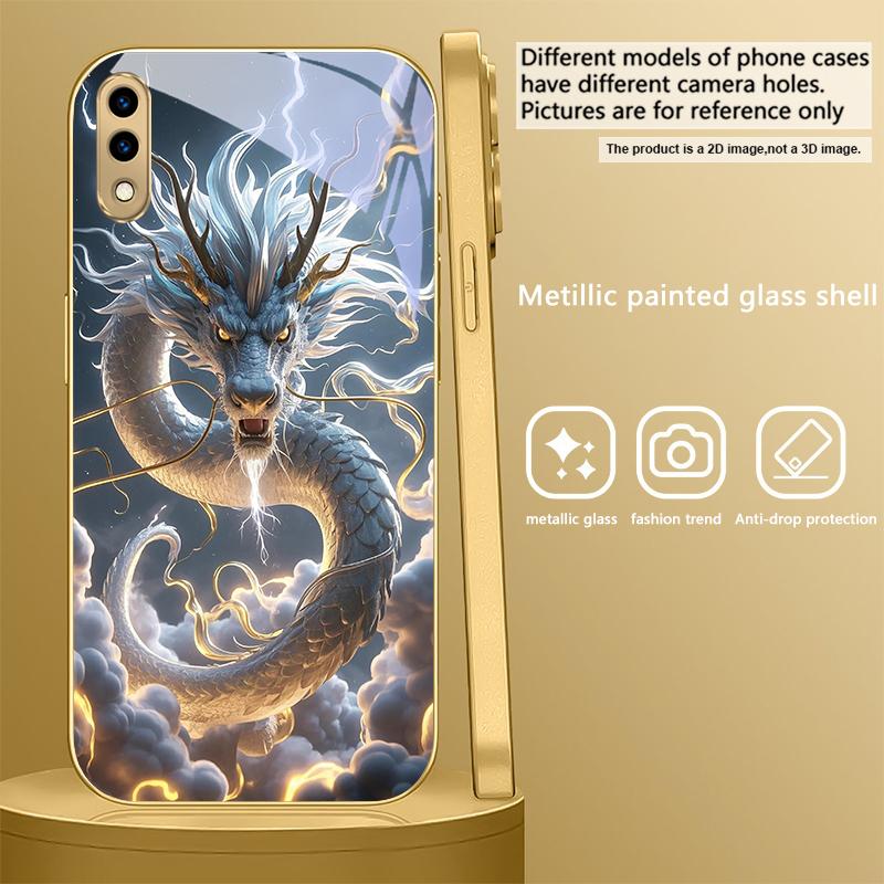 Fantastische Drachenform Für Samsung A 01 52S A04 A05S A10 12 13 22 23 24 36 42 M02 Note 10 20Ultra 8 9 Goldene Glas-Handyhülle