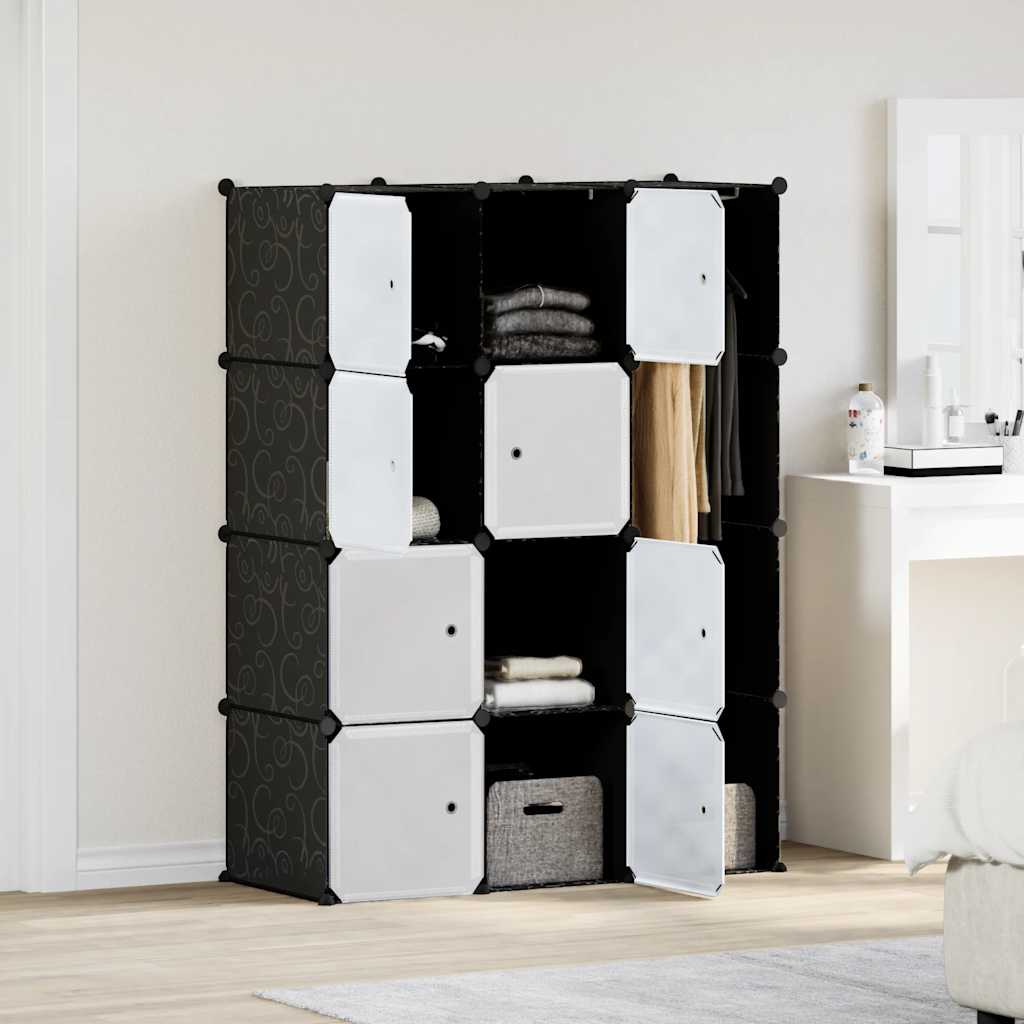 Vidaxl Modulares Regal mit 9 Fächern, 109x36,5x143 cm, Schwarz-Weiß