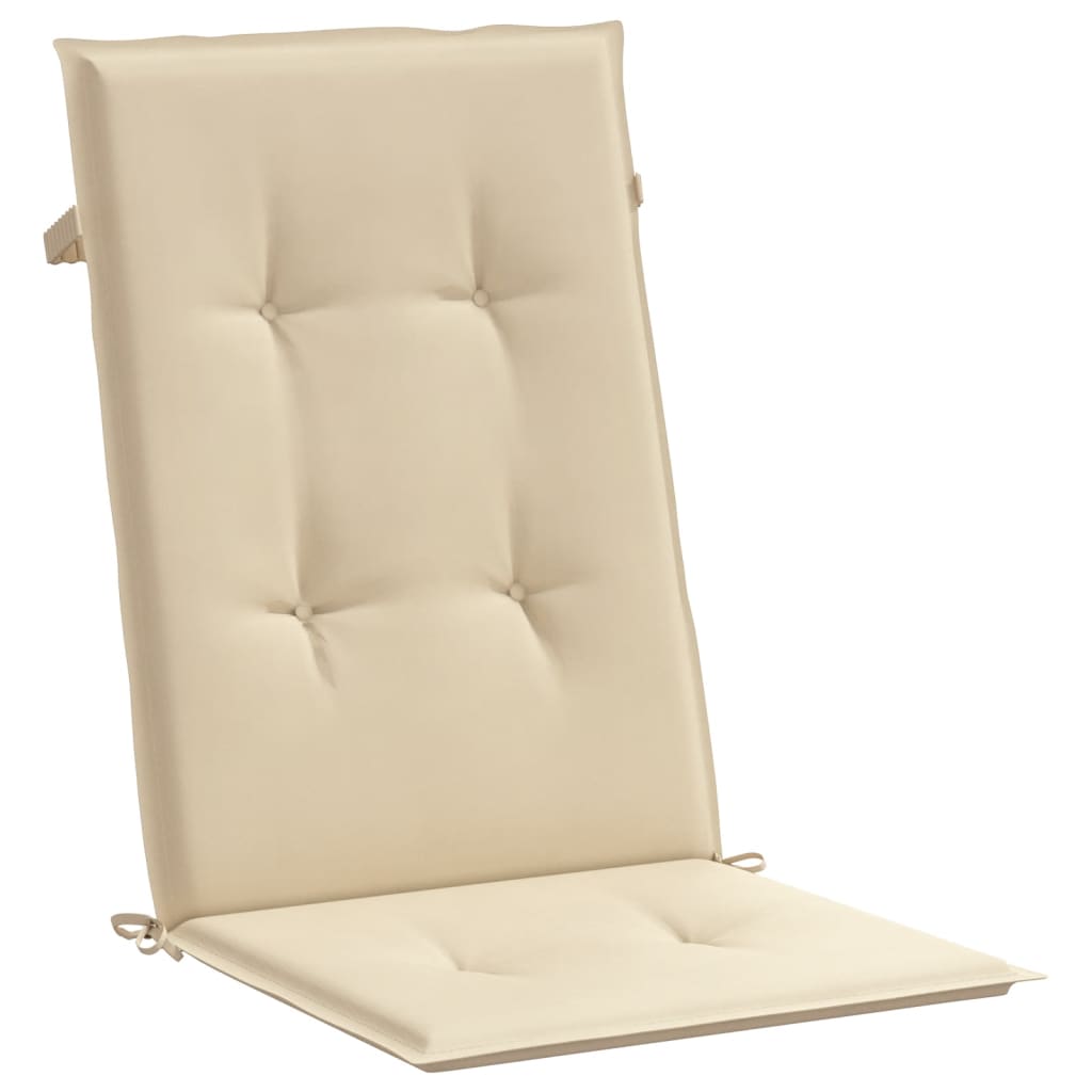 Garden Chair Cushions for High Back Chairs 6 Pcs Beige 120 X 50 X 3 Cm Fabric