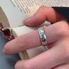 ANENJERY Flower Prince Graffiti Open Ring for Women Korea Niche Design Thai Silver Color Vintage bague femme anel anillo