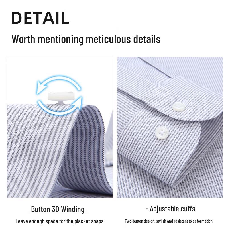 Luomeng Men's 100% Cotton Non-Iron Long Sleeve Shirt