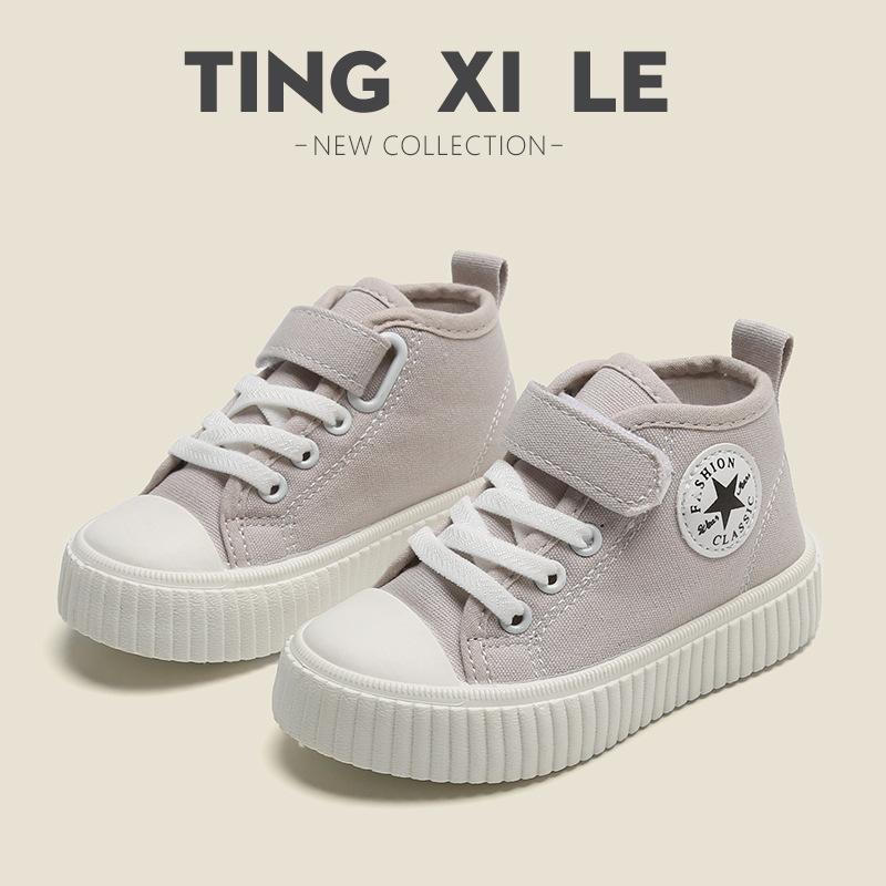 Children's canvas shoes high top 2025 spring and autumn new boys casual shoes non-slip girls board shoes soft sole baby shoes list