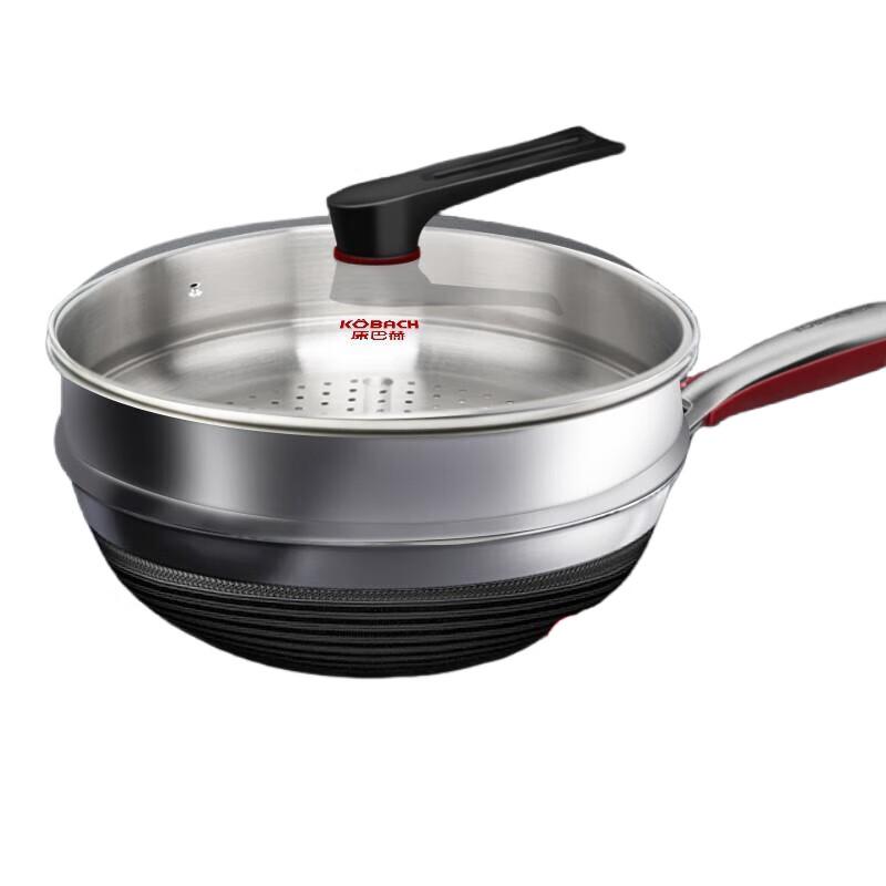 Kangbahe Flagship 316L Stainless Steel 32cm Non-Stick Honeycomb Wok