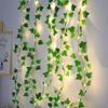 Solar LED Green Leaf Rattan Ivy String Lights for Courtyard & Wreaths