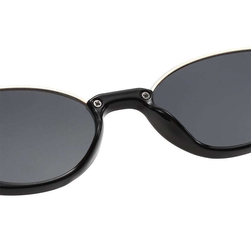 A Pair of Half Frame Cat Eye Sunglasses Small Frame Plain Face Personalized Street Po Sunglasses
