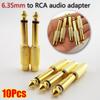 10Pcs Mono TS Plug Design 1/4" Mono TS Male Connector Gold-Plated Audio Adapter DIY Audio Equipment