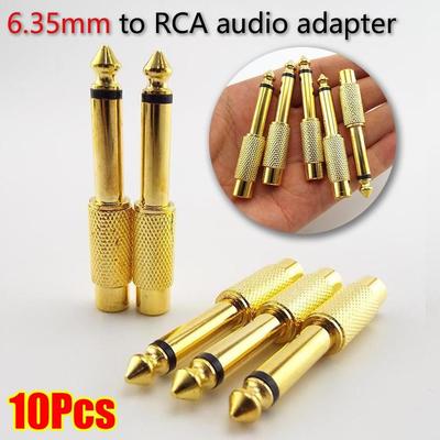 10Pcs Mono TS Plug Design 1/4" Mono TS Male Connector