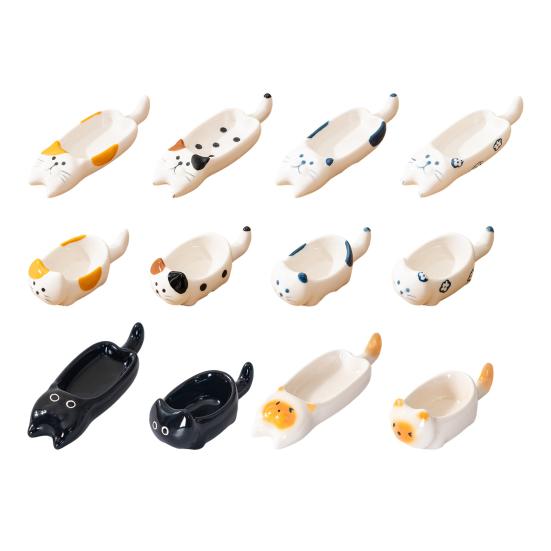 Soy Sauce Dish Cat-Shaped Mini Dipping Bowl Cute Ceramic Plate for Oil Salt Vinegar Sushi Butter Chili Jam Condiments Appetizers