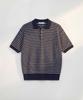 Peullojeulum Pure Cotton Collar Knit Stripe Navy