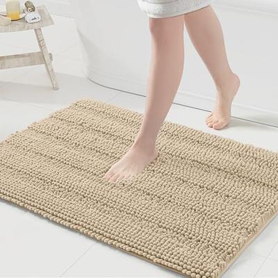 Olanly Bathroom Rug Mat Non Slip Quick Dry Bath Mats Extra Thick and Super Absorbent Bath Rugs Microfiber Chenille Shower Carpet