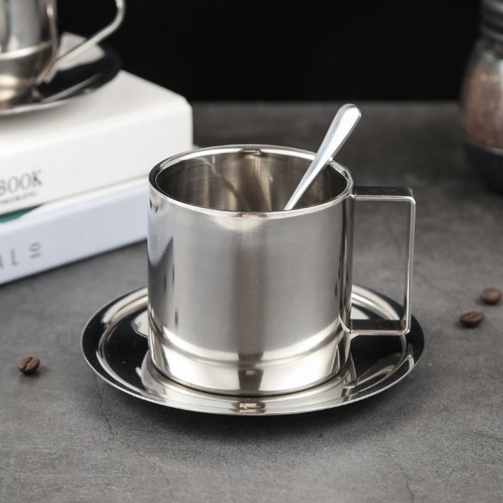 Stainless Steel Coffee Cup Set Double Wall Espresso Cup Portable Tea Cup  Household