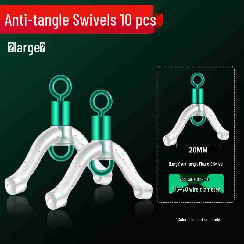Anti-Tangle Quick Clip Leader Line Diverter Ring with Swivel Silicone Split