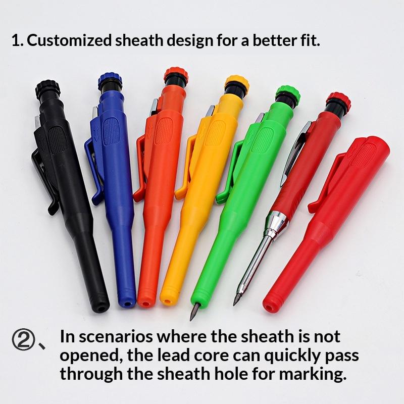 2.8 Mm Carpenter'S Pencil Set With Protective Cover And Sharpener 2B Leads Woodworking Tools Carpenter Engineers Supplies