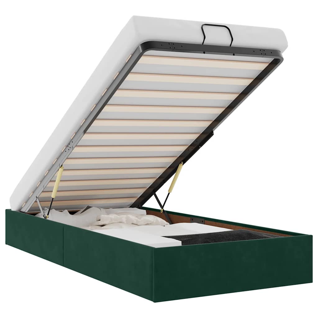 Ottoman Bed Without Mattress Dark Green 90 X 200 Cm Velvet