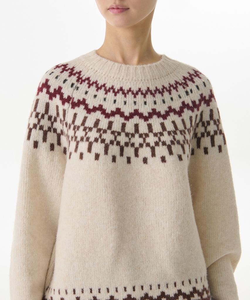 MUSINSA STANDARD MULHER Tricô Fair Isle Relaxado Feminino [Bege Creme]