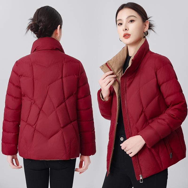 

Short stand-up collar down jacket women s winter new fashion middle-aged mother down jacket warm jacket XL recommends within 50 kg