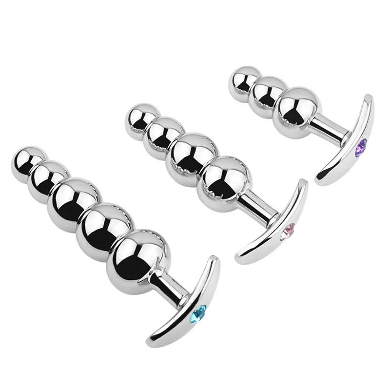 Conjunto de Contas Anais de Metal Plug Anal Vestível Pequeno Grande Plug Anal Ponto G Dildo Inserir Vagina Expansor Ânus Brinquedo Sexual
