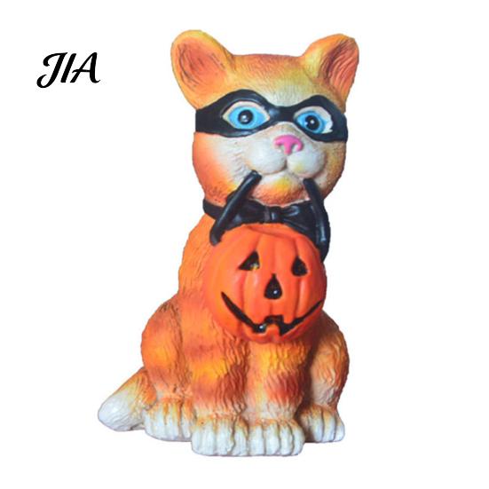 Shelf Decor for Cat Lovers Halloween Figurine, Resin Miniature Statue, Desktop Animal Ornaments Collectibles with Witch Hat/Cloak/Pumpkin Lamp Design