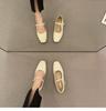 Fashion Flat Shoes for Women 2025 Spring and Autumn French Square Toe Silver Mary Jane Plus Size Women's Shoes Zapatos Mujer ladies