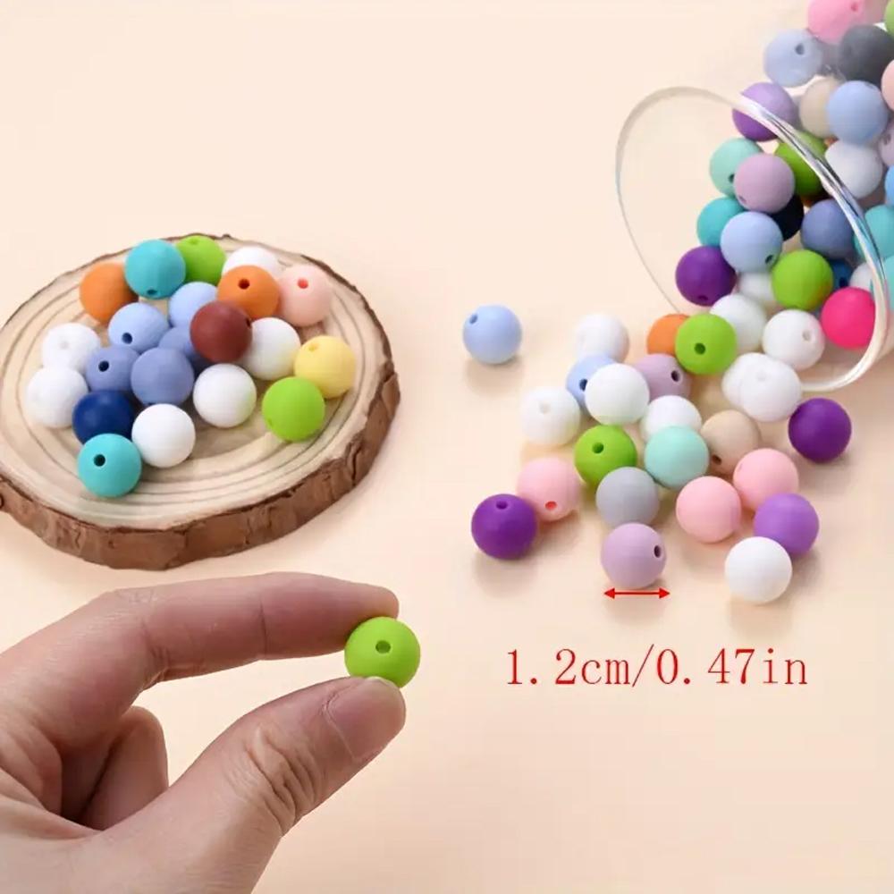 50/100PCS mixed silicone beads, 12mm/15mm DIY craft beads, suitable for keychains, bracelets, necklaces, and jewelry making
