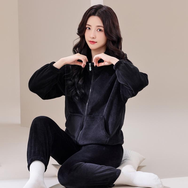 2024 Korean Coral Fleece Autumn/Winter Velvet Warm Casual Home Suit