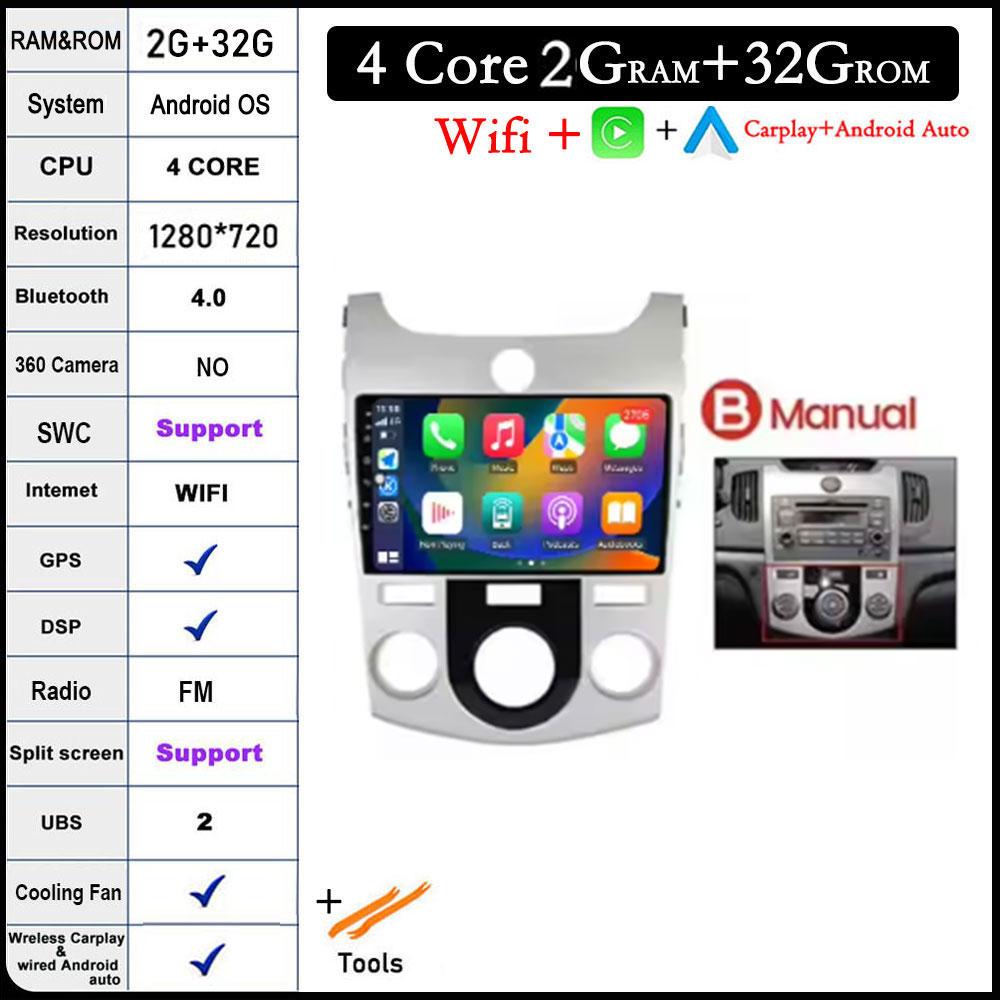 

4G+WIFI Android 14 для KIA Forte Cerato 2 TD 2008 2009-2013 автомобильный радиоприемник мультимедийный плеер GPS навигация DSP стерео авто