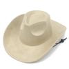 Retro British Style Western Cowboy Hat Fashionable Warped Edge with Windbreak Rope Tibetan Top Hat Men's and Women's Outdoor Mountaineering Hat