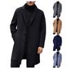 Trench Coat Men Wool Blend  Coat Notched Collar Single Breasted Overcoat Business Casual Winter Jacket With Pockets