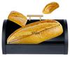 Small Black Bread Bin Metal Kitchen Container for Bread Rolls