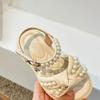 Girls' Pearl Sandals Summer New Soft Bottom Girls' Fashion and Western Princess Shoes Children's Baby Beach Shoes