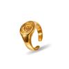 18k Gold Plated Stainless Steel Spiral Hammered Open Couple Rings