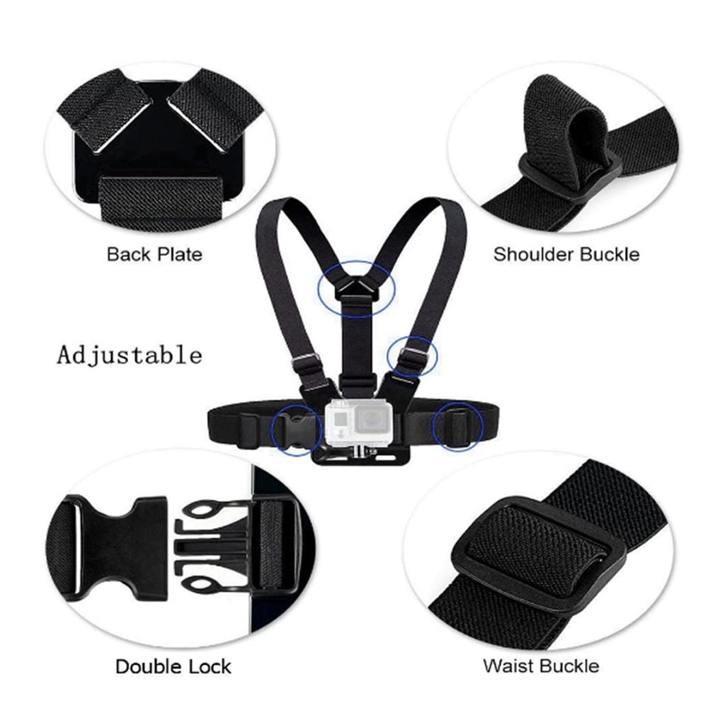 Chest Strap Compatible for GoPro 12/11/10 Action Camera Adjustable Chest Body Strap Harness Mount Holder with J Shaped Base