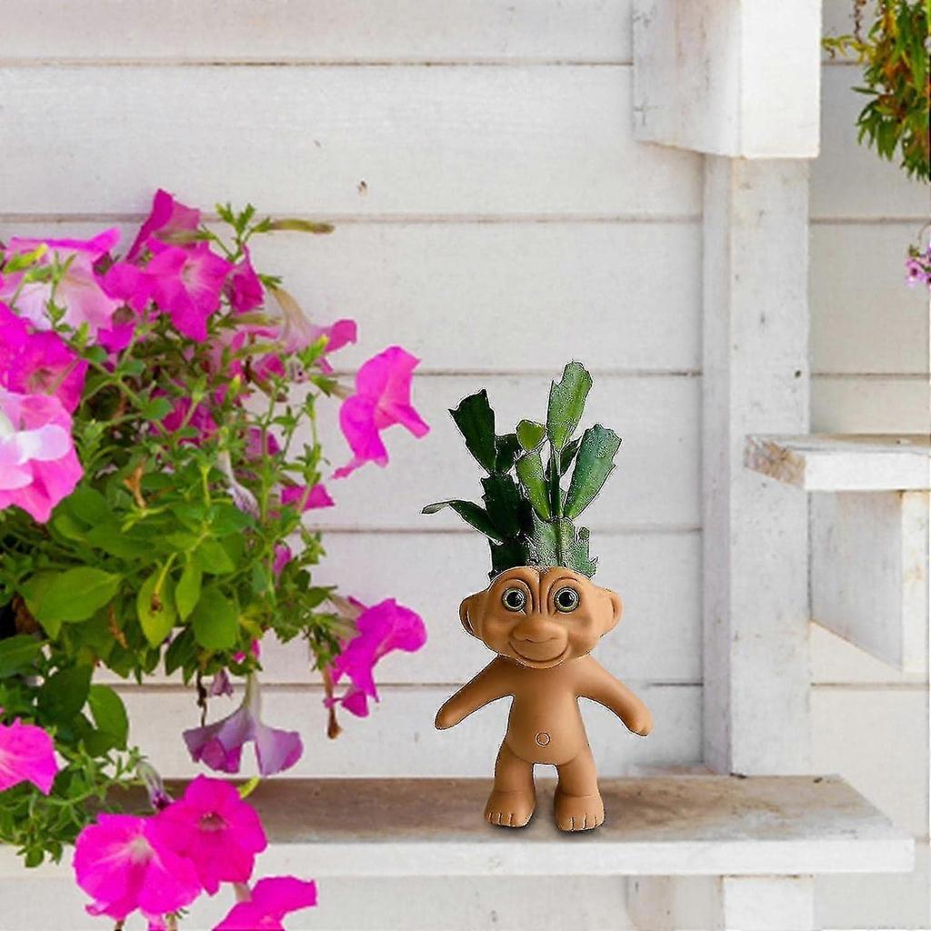 Resin Plant Holder, Funny Flower Pot, Plant Holder With Drainage Hole Decorative Garden Containers Sets For Houseplants For Home - Ri