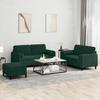 3 Piece Velvet Sofa Set with Cushions Dark Green