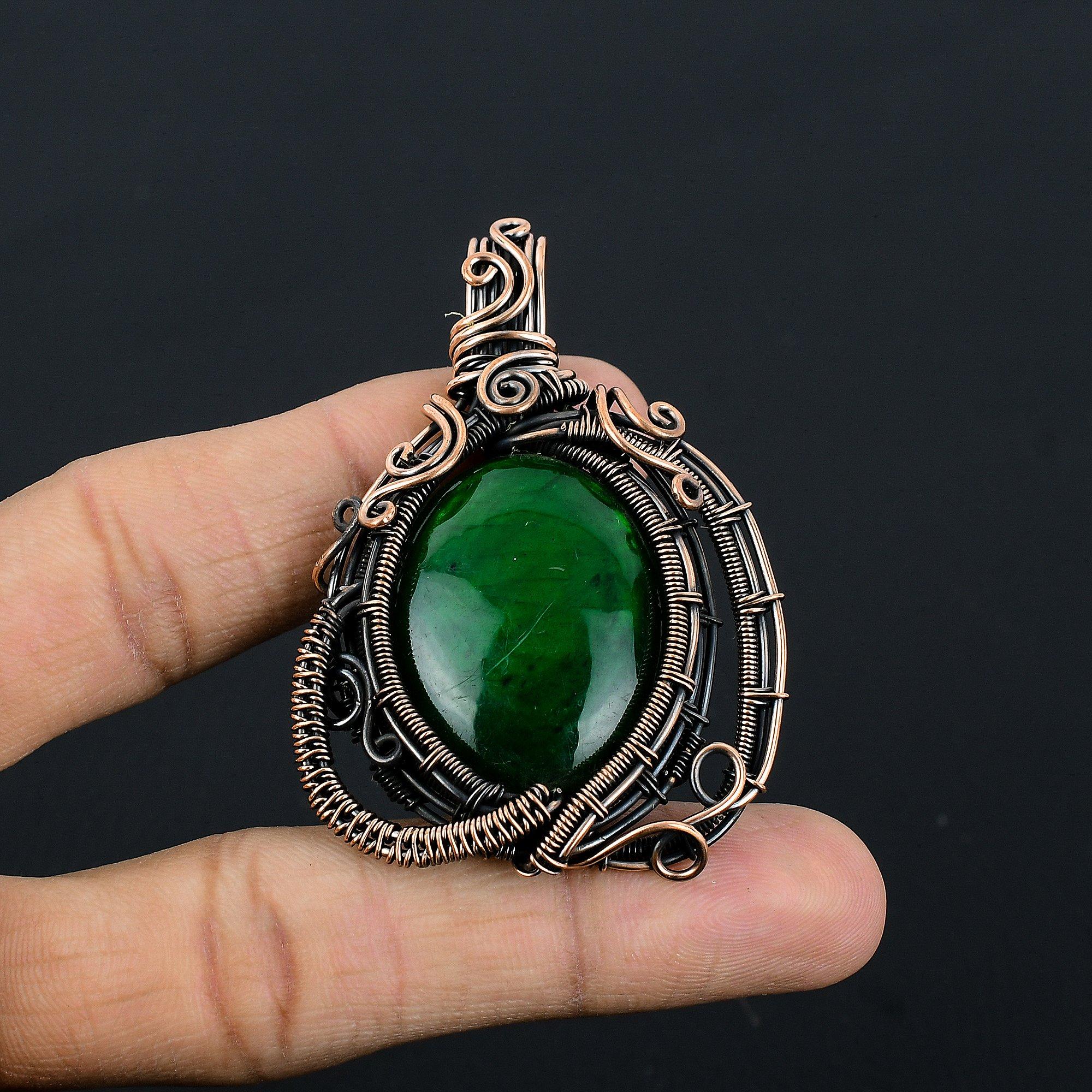 

Подвеска из лабрадорита с зелёной вспышкой, ювелирное изделие из драгоценного камня, подвеска с обмоткой из медной проволоки 999 пробы, украшение ручной работы, подвеска с камнем-талисманом, подарок для него 2.55 Inches