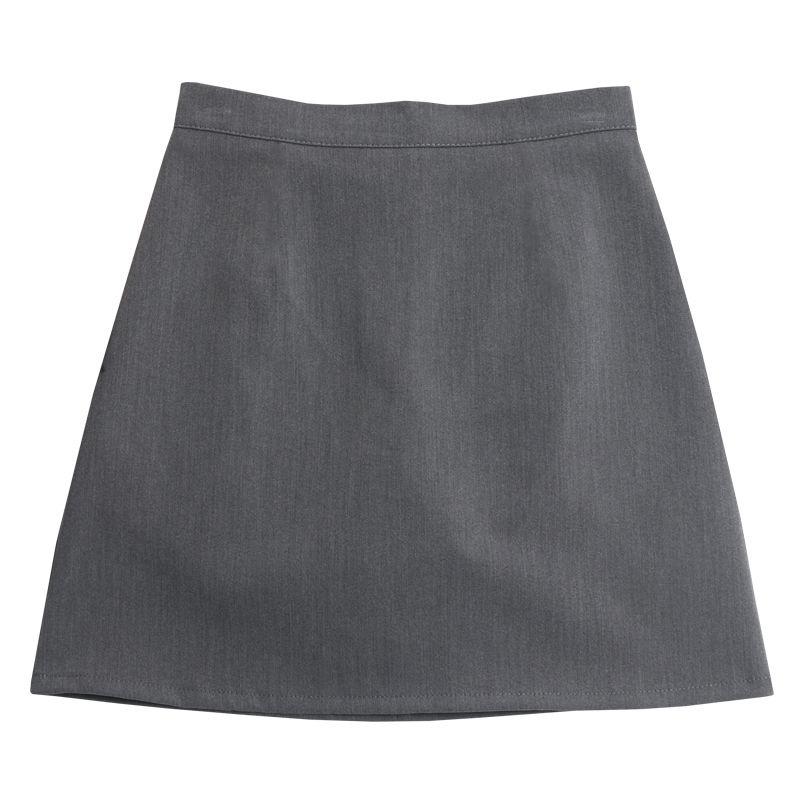 Grey High-Waisted Pencil Skirt for Women Autumn Preppy A-Line Fitted Skirt Spring Summer Casual Design-forward Slimming All-match Versatile Skirt