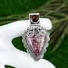Natural Thulite Gemstone Pendant Handmade 925 Sterling Silver Indian Jewelry