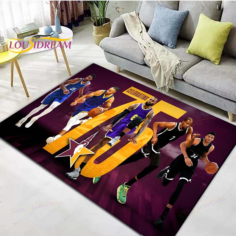 Basketball Star L-LeBron J-James K-Kobe Printed Carpet Outdoor Rug Area Rug Non-slip Carpet Bedroom Decor Carpet for Room Gift