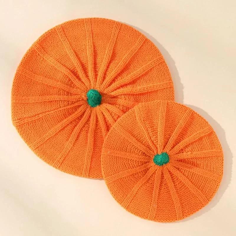 Halloween Large Small Pumpkin Beret Hat New Autumn and Winter Knitted Hat Warm Knit Hat Halloween Party Hats
